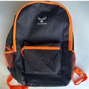 Eaglesport Unisex Black And Orange Outline Back Three Pockets Adjustable OS